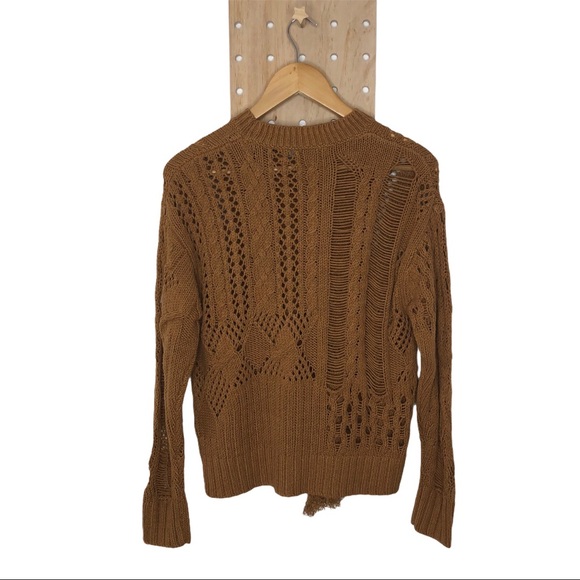NWT 360 CASHMERE TENLEY CABLE KNIT FRINGE SWEATER - Picture 3 of 6